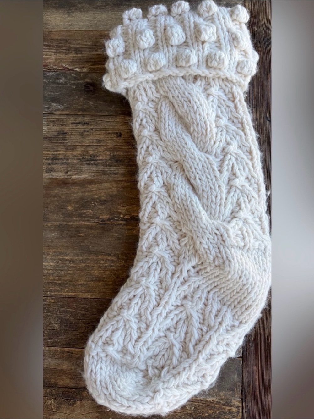 Anthropologie Cream Chunky Knit Stocking